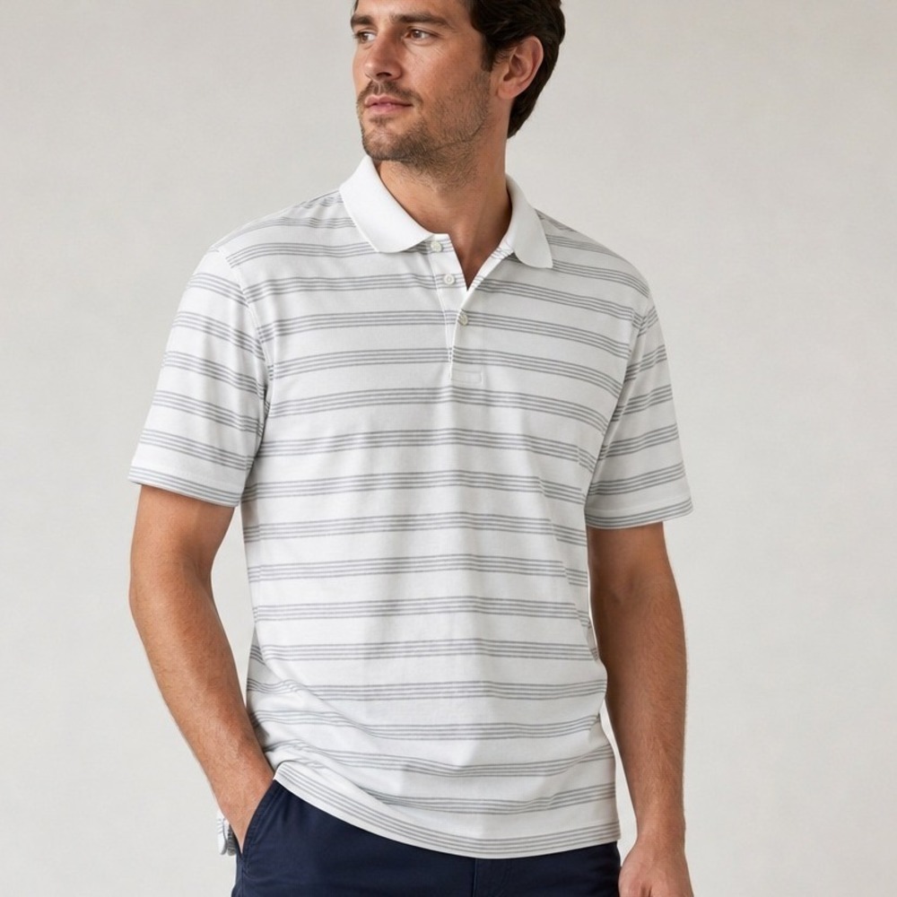 Polo Golf Men's Polo XXL White Striped Pima Cotton Short Sleeve Ralph Lauren